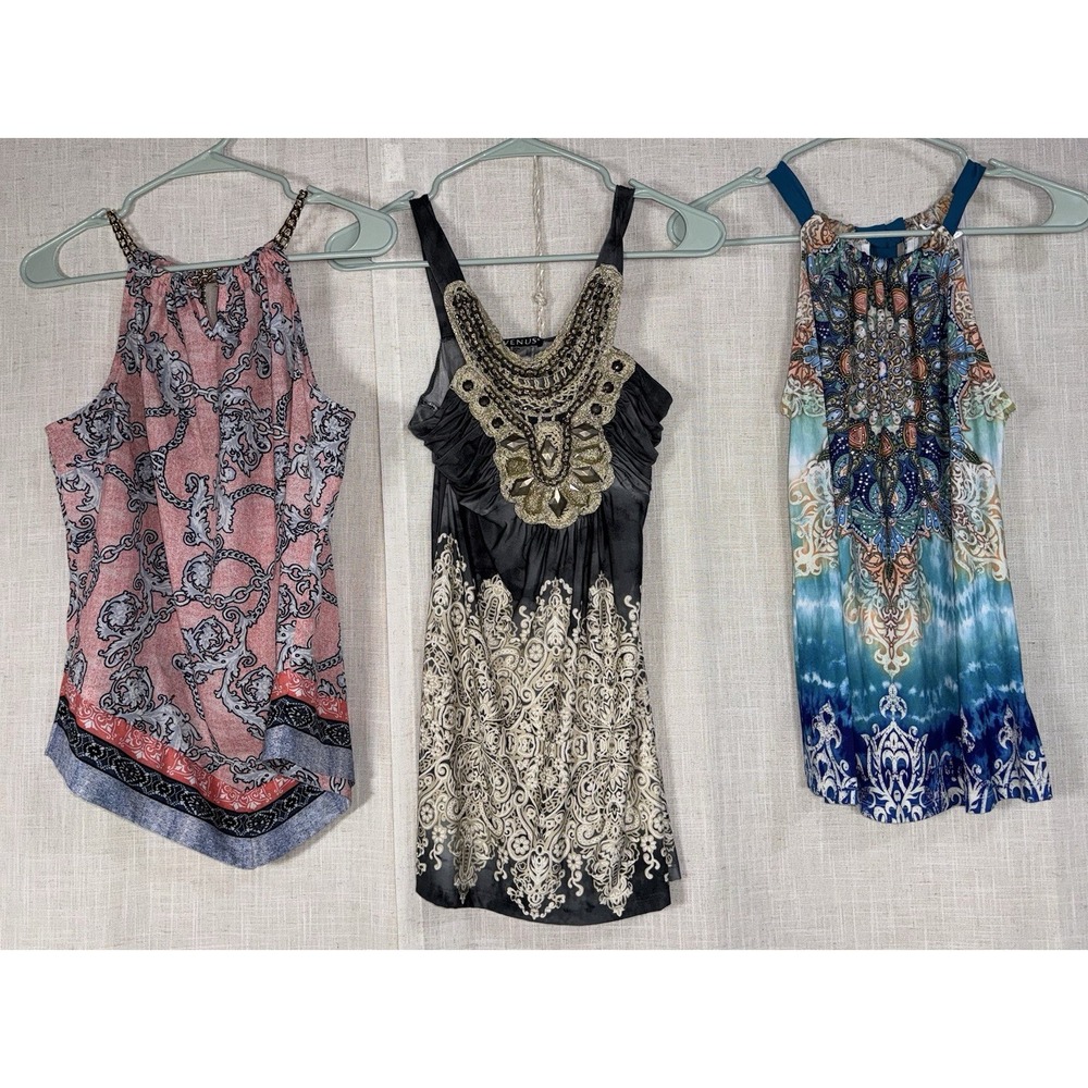 Vtg Venus LOT 3 Embellished Tunic Top Fairy Grunge Y2K Boho Coachella Women's
